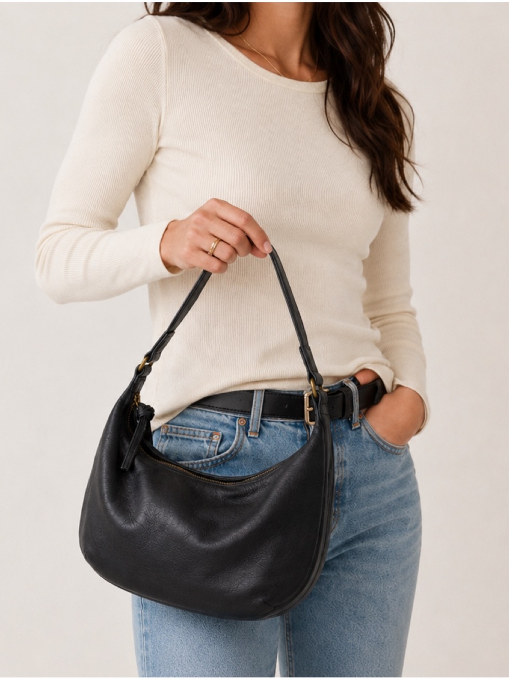 Madewell The Piazza Slouch Black Leather Small Shoulder Bag - Picture 1 of 8
